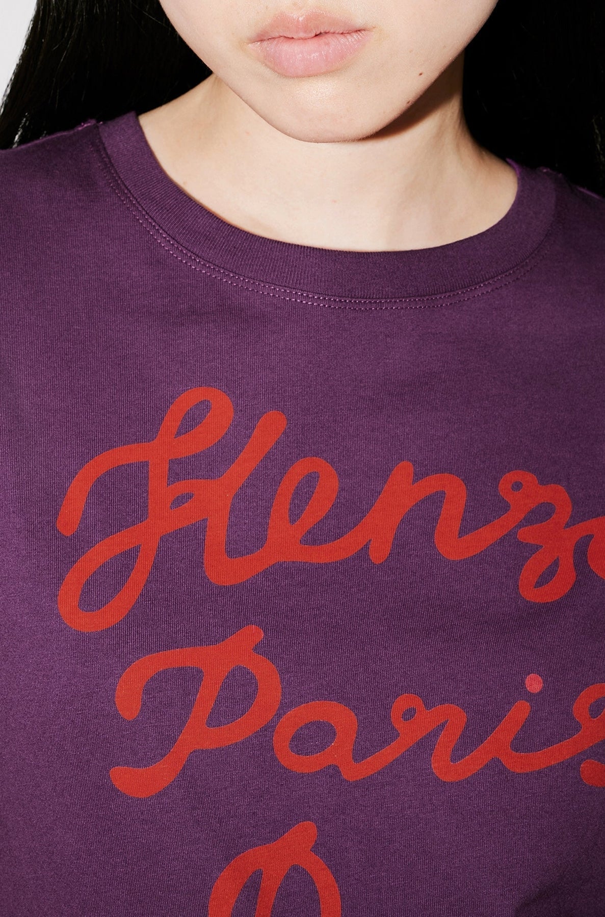 T-shirt classique brodé "Kenzo Rue Vivienne" - Aubergine