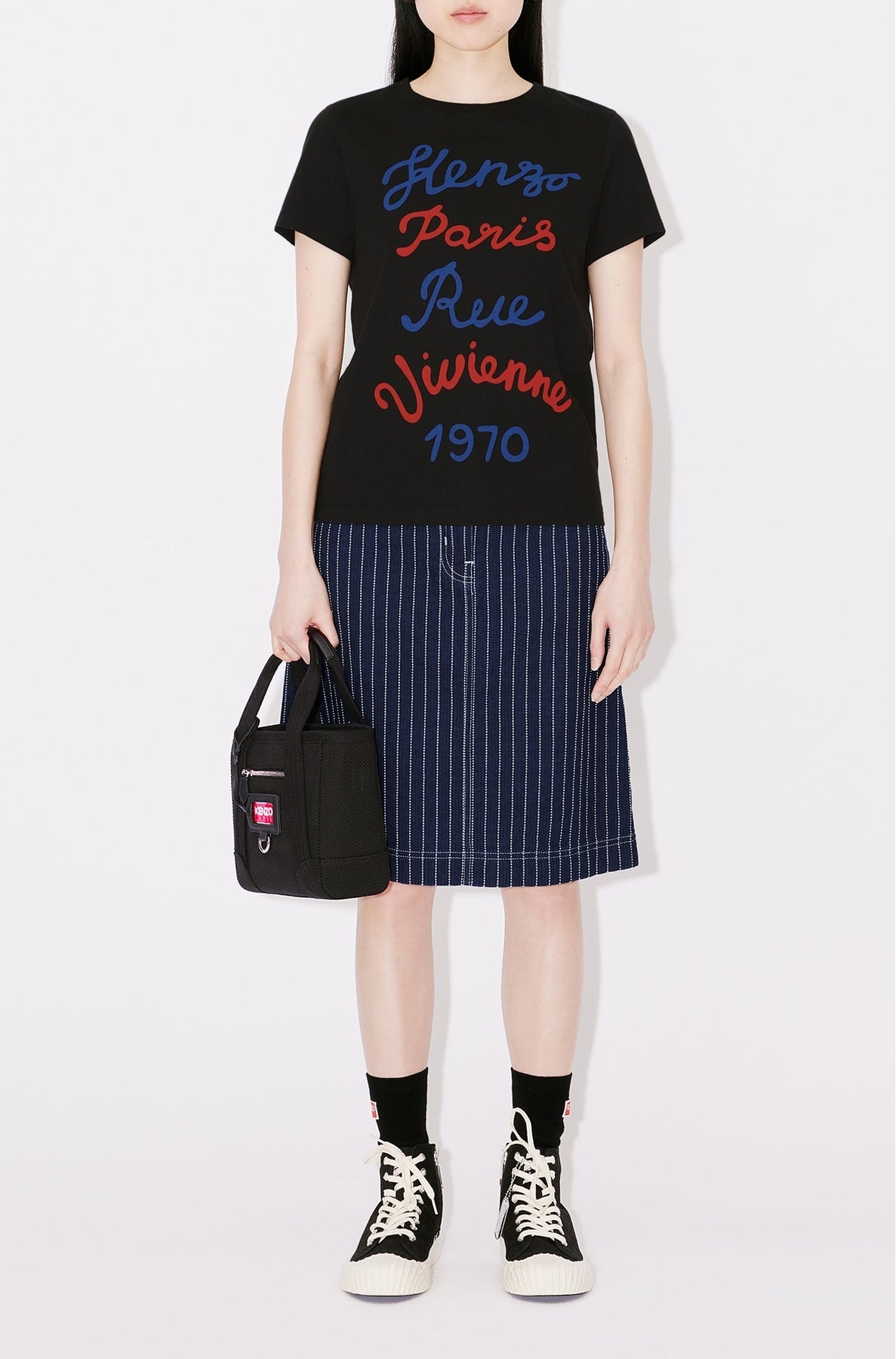 T-shirt classique brodé "Kenzo Rue Vivienne" - Black