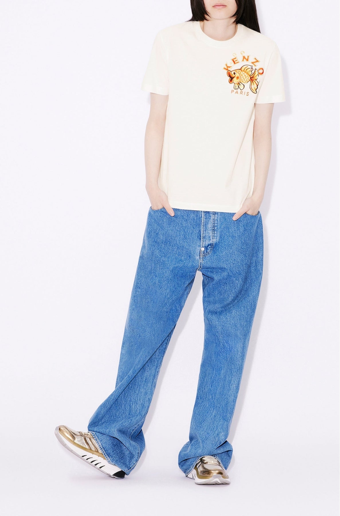 T-shirt loose brodé "Kenzo Kingyo Crest" - Off White
