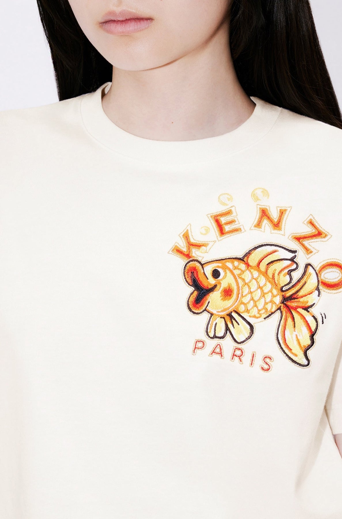 T-shirt loose brodé "Kenzo Kingyo Crest" - Off White
