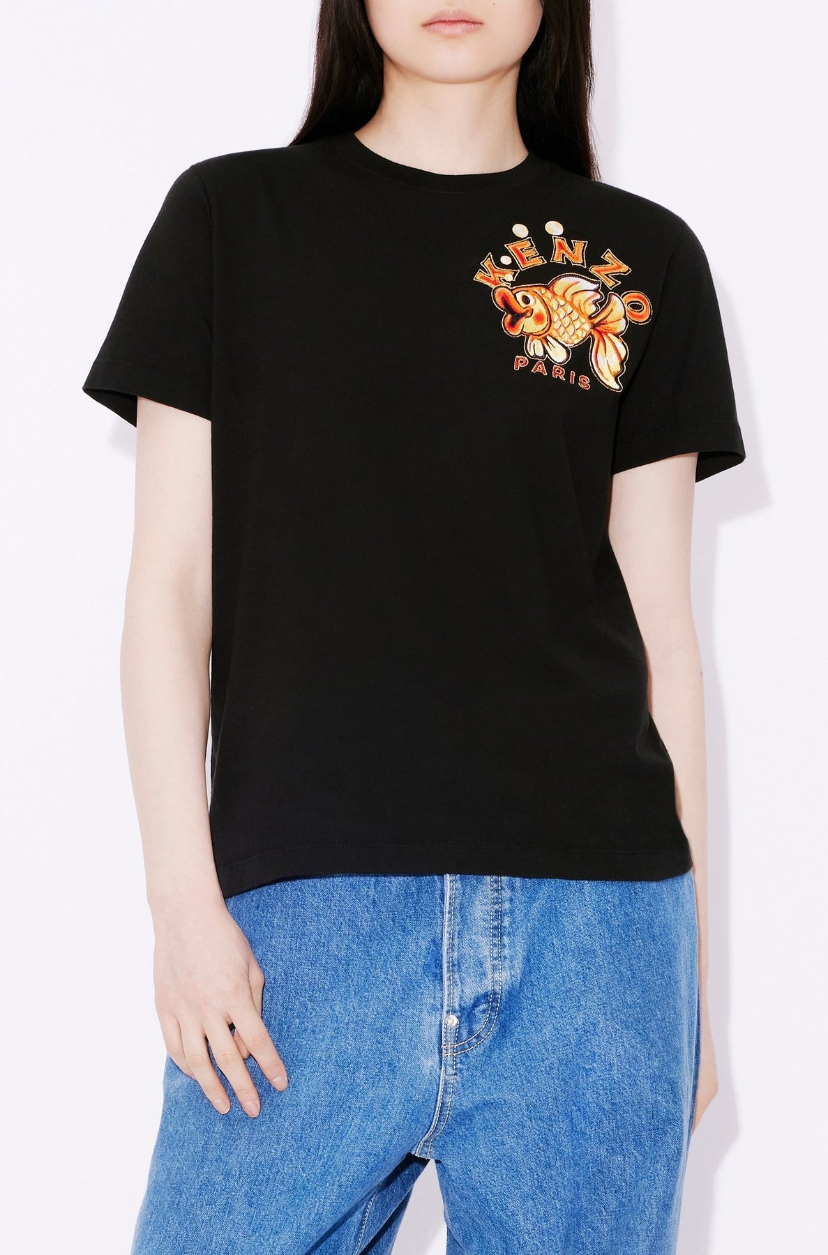 Loose embroidered T-shirt "Kenzo Kingyo Crest" - Black