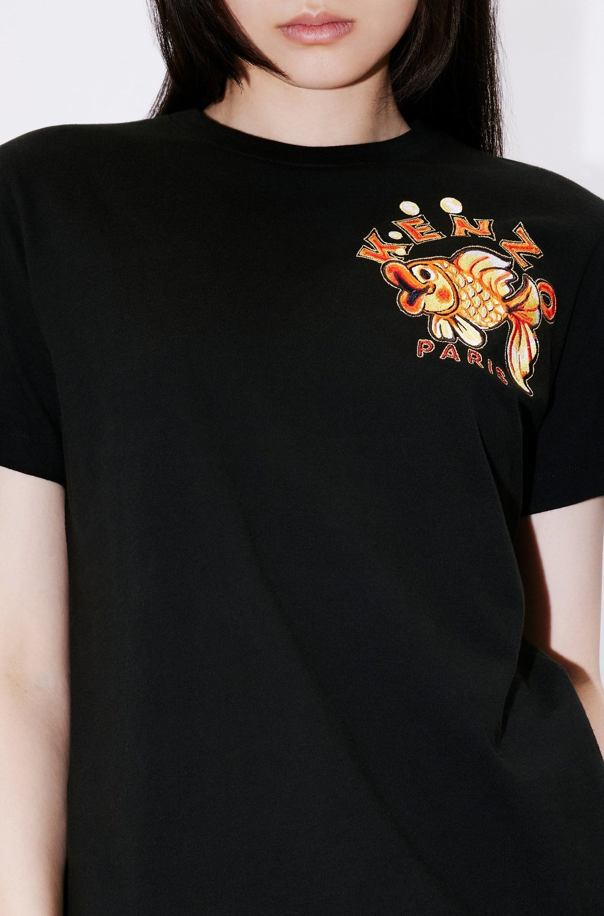 Loose embroidered T-shirt "Kenzo Kingyo Crest" - Black