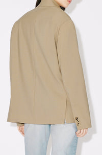 Wool kimono blazer - Dark Beige