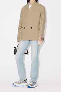Wool kimono blazer - Dark Beige