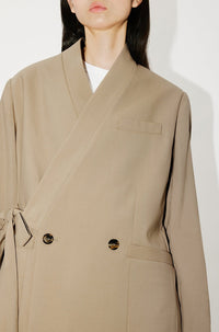 Wool kimono blazer - Dark Beige
