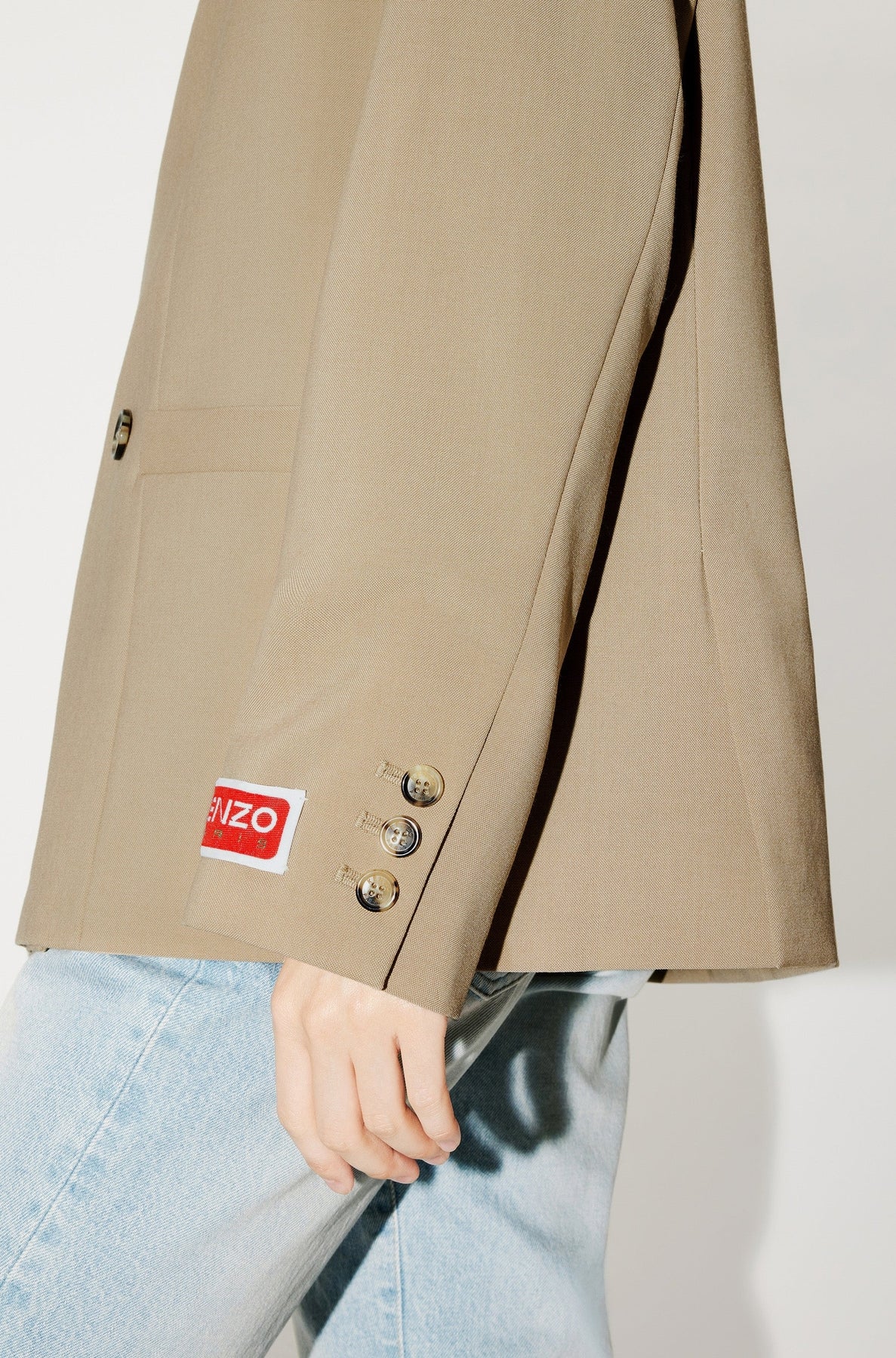 Wool kimono blazer - Dark Beige