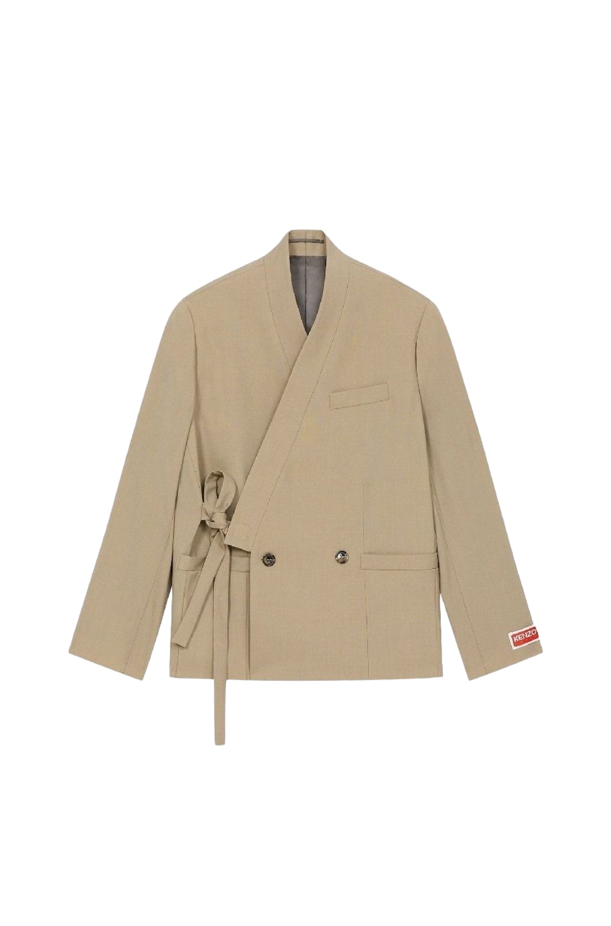 Wool kimono blazer - Dark Beige