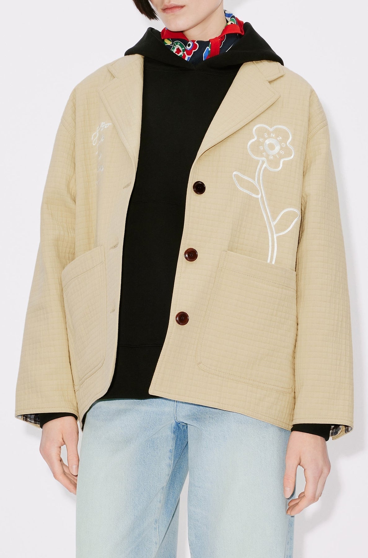 Veste workwear brodée "Kenzo Rue Vivienne" - Camel