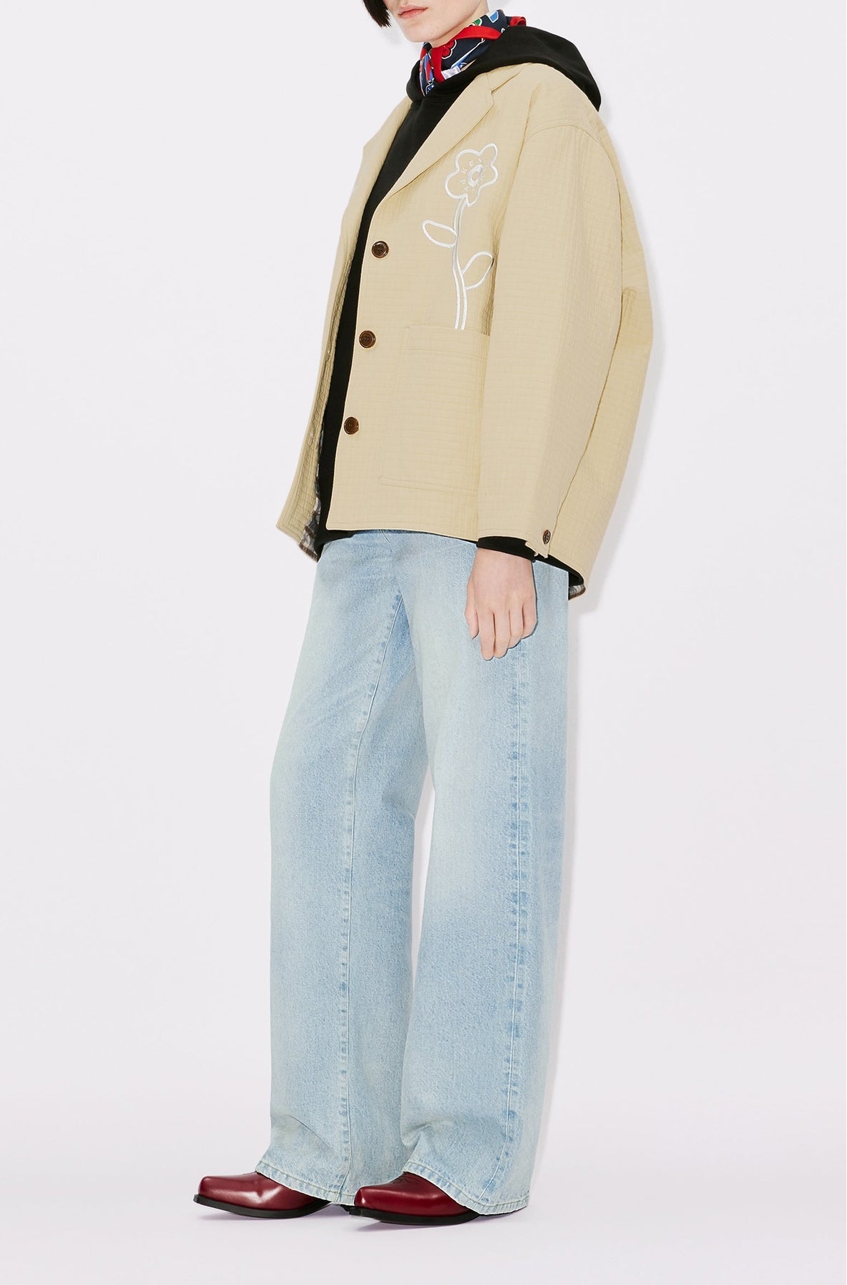 Veste workwear brodée "Kenzo Rue Vivienne" - Camel