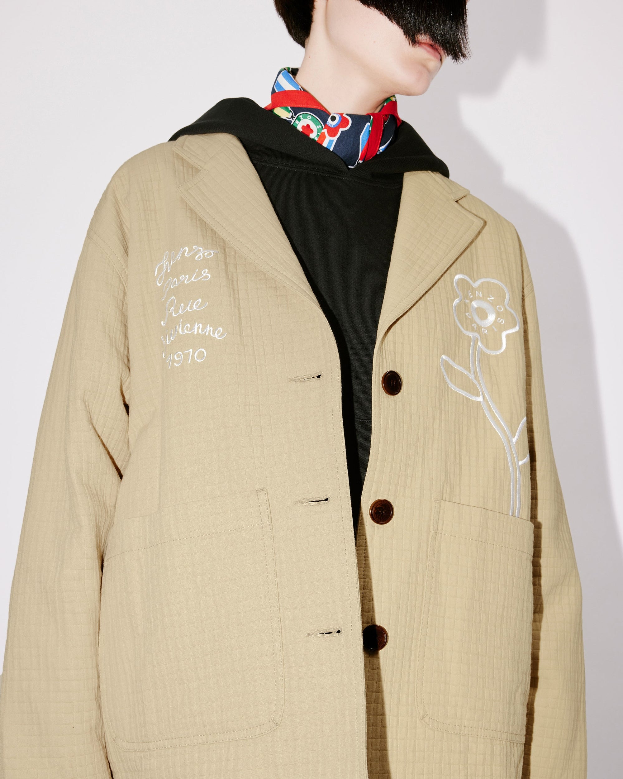Veste workwear brodée "Kenzo Rue Vivienne" - Camel