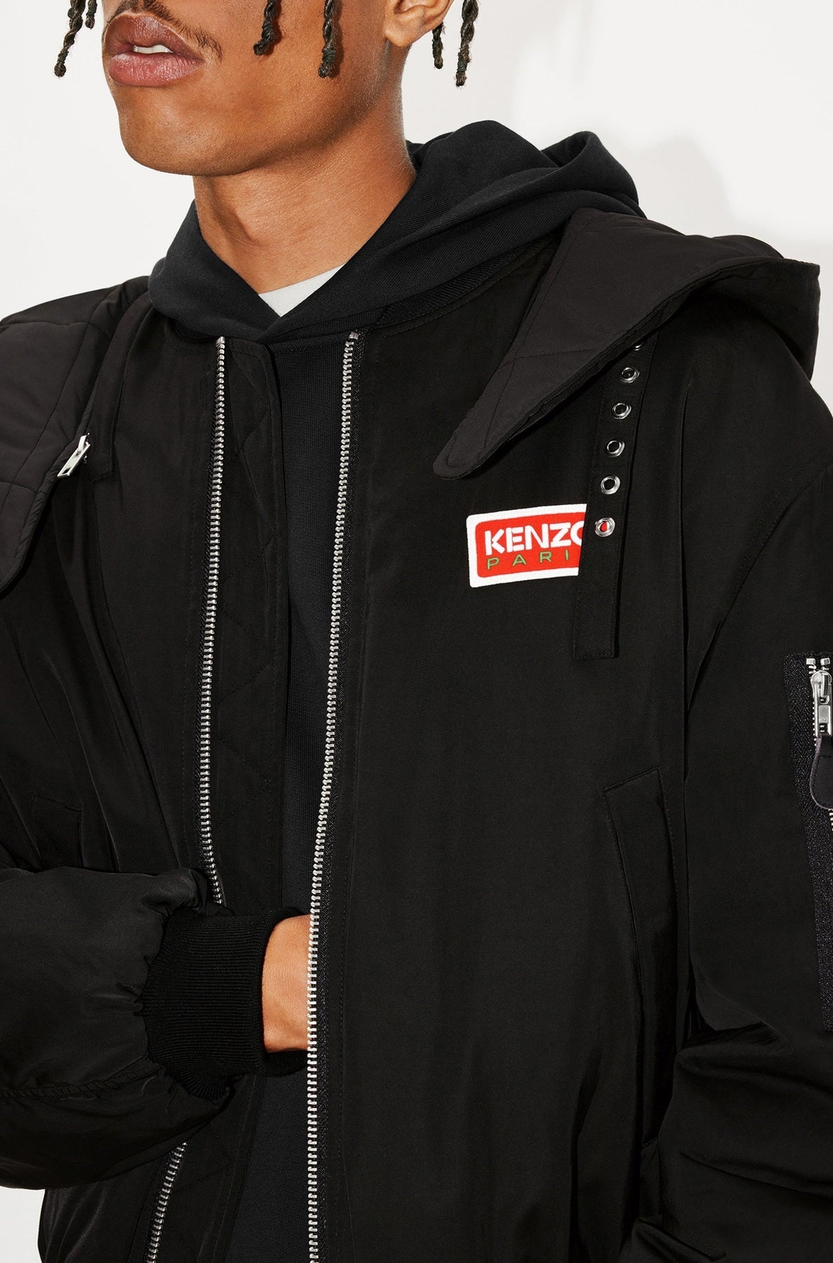 Parka courte à capuche - Black