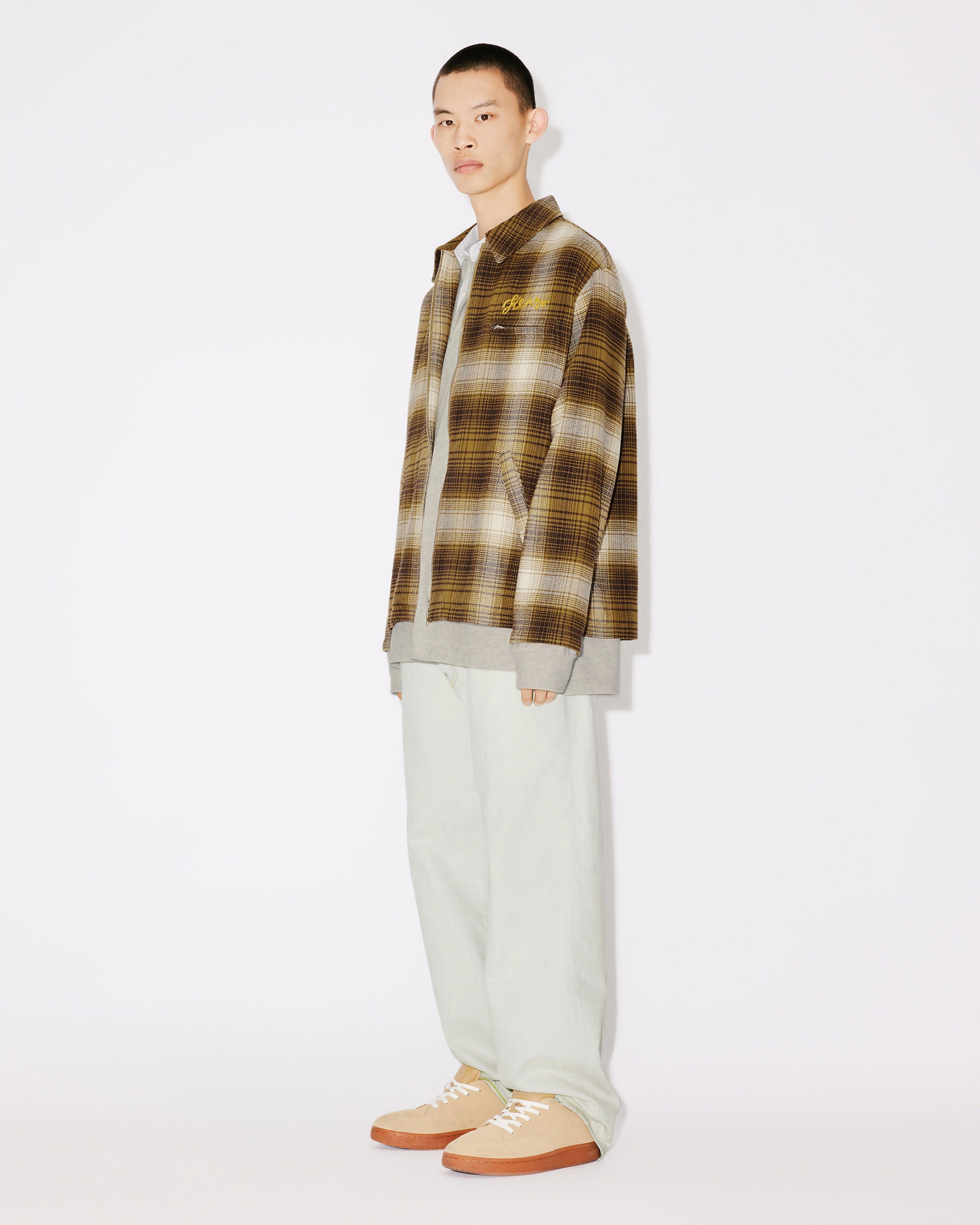 Checked Plaid Zipped Overshirt