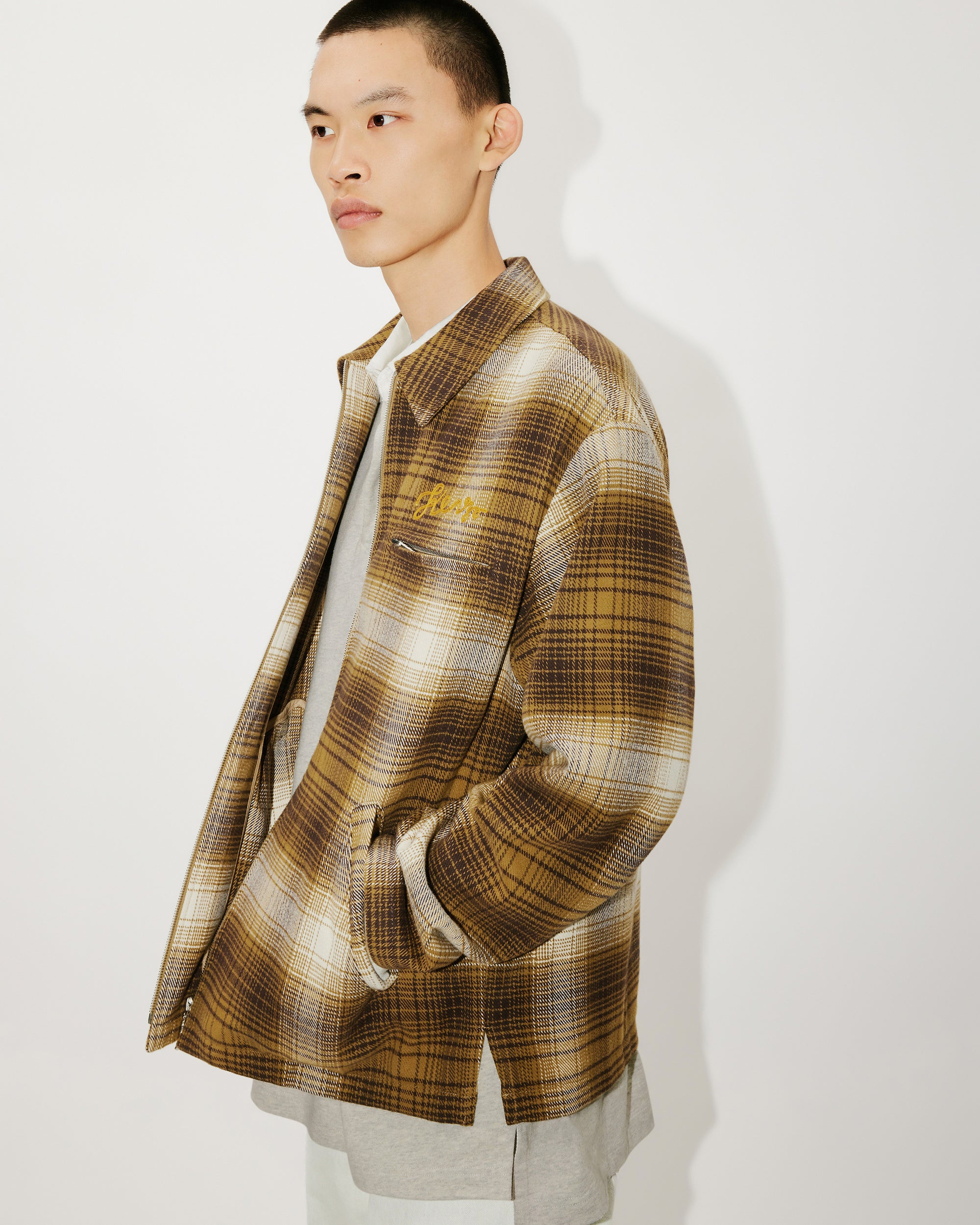 Checked Plaid Zipped Overshirt