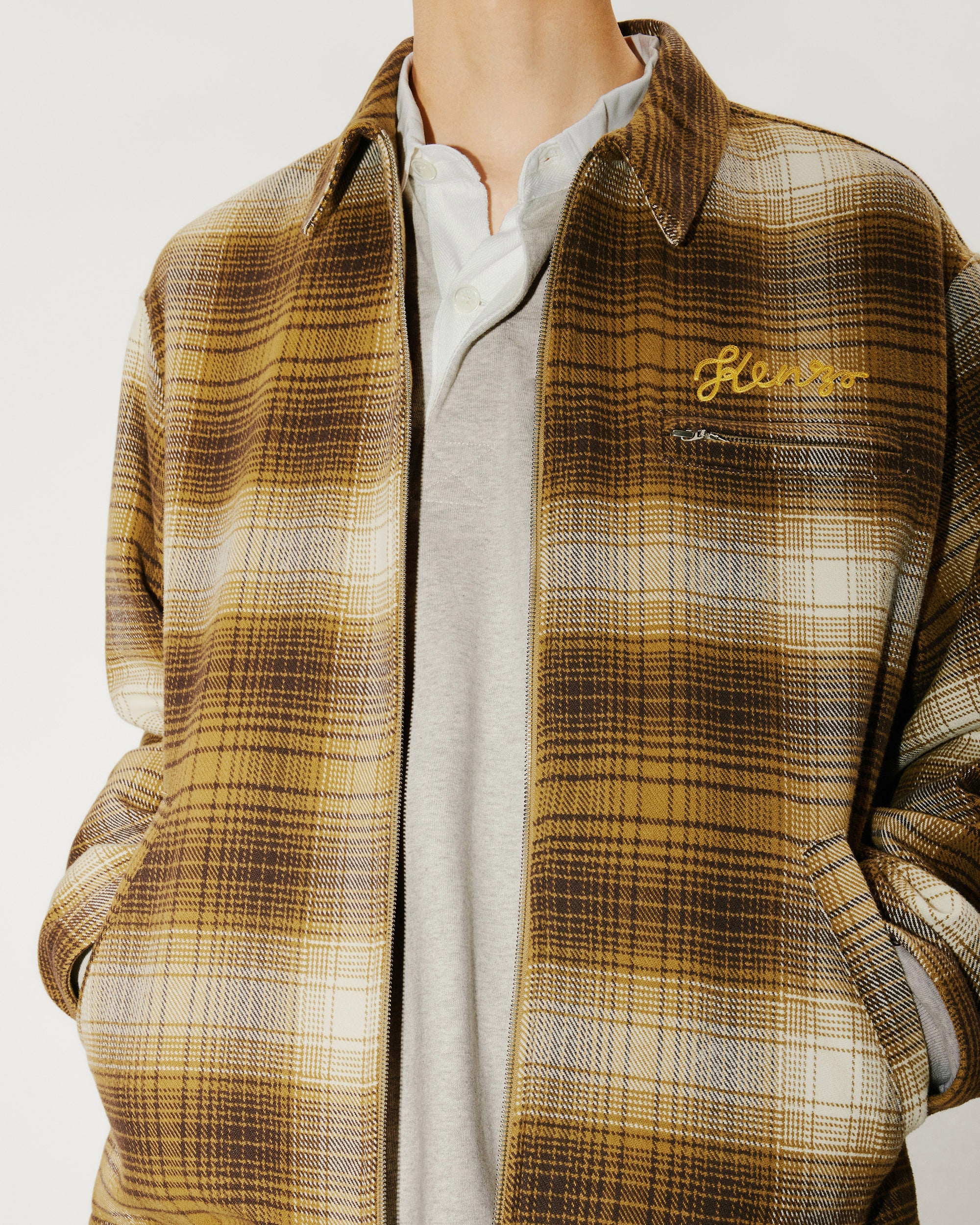 Checked Plaid Zipped Overshirt