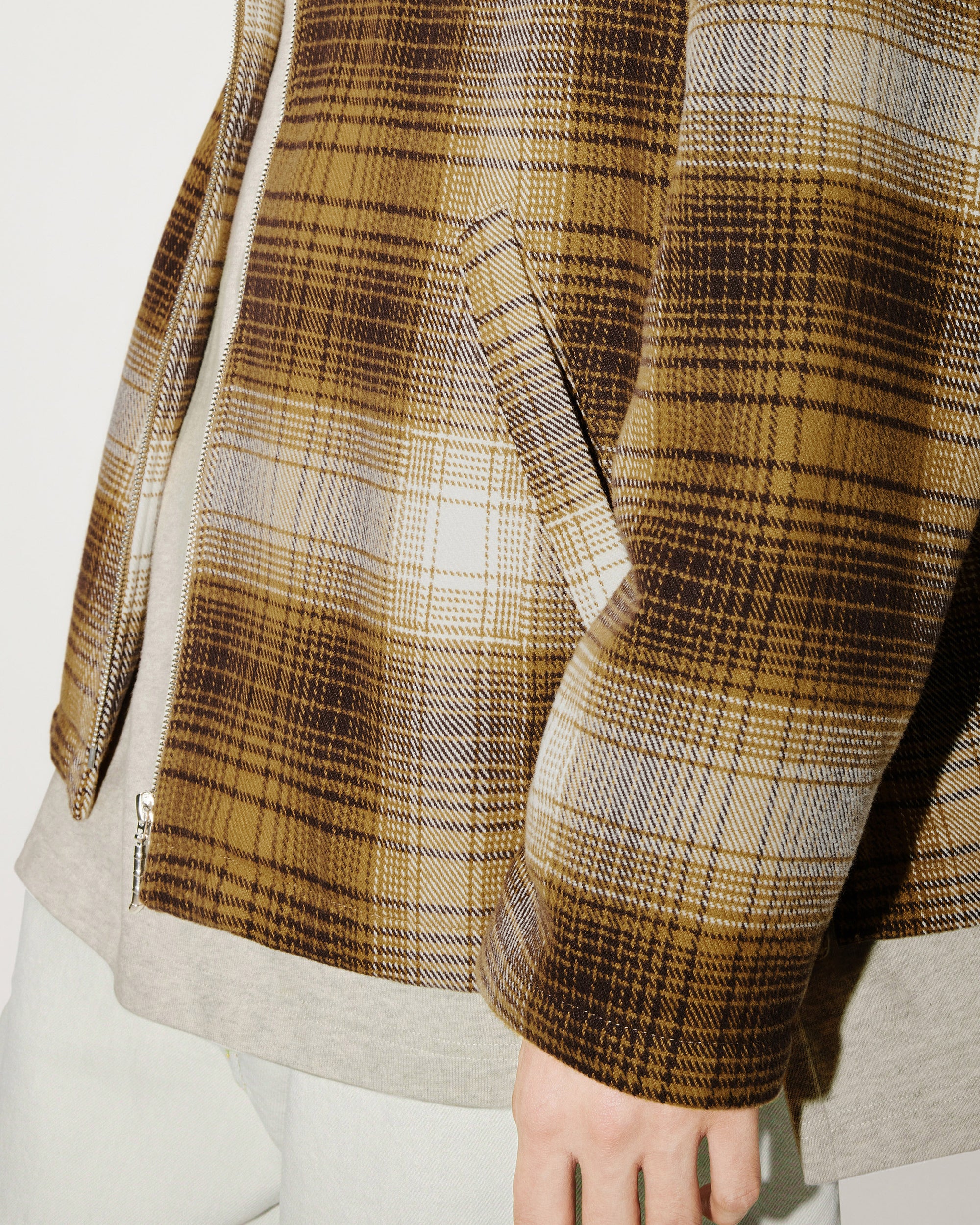 Checked Plaid Zipped Overshirt