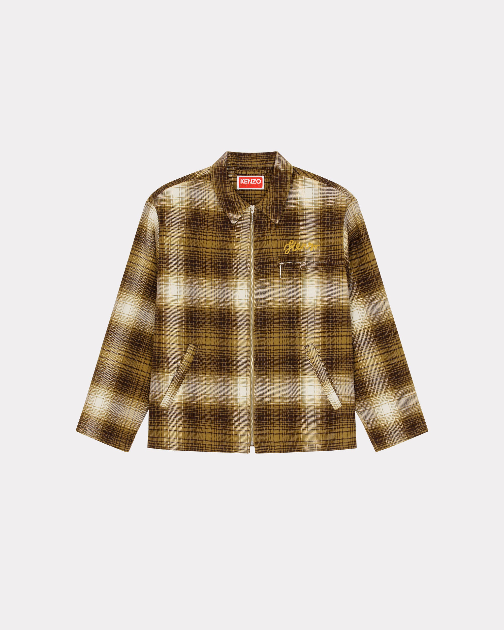 Checked Plaid Zipped Overshirt
