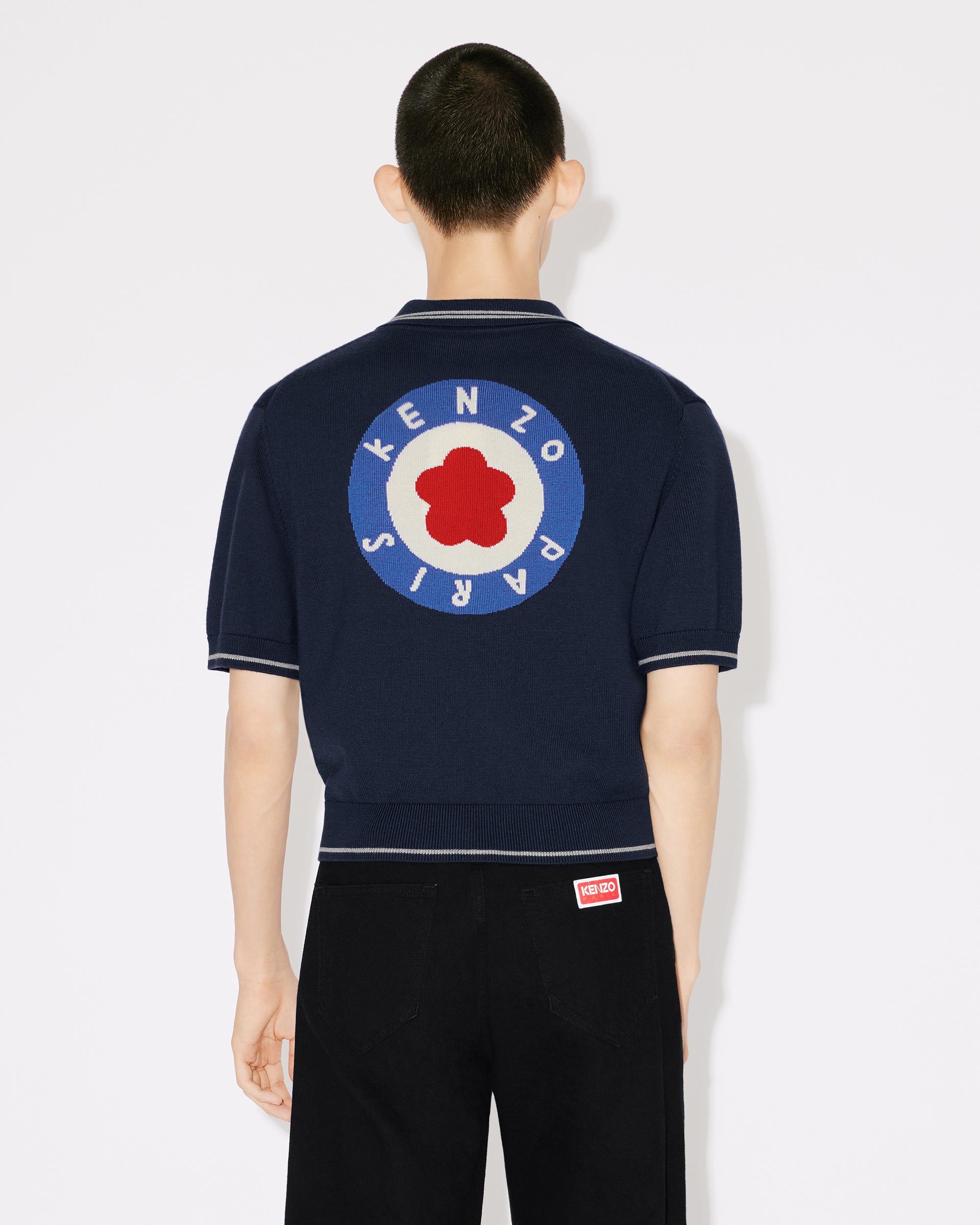 Kenzo Target wool boxy polo cardigan - Midnight Blue