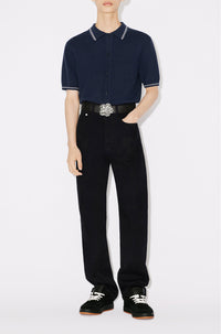 Kenzo Target wool boxy polo cardigan - Midnight Blue