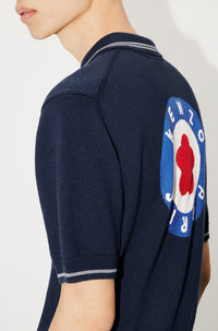Kenzo Target wool boxy polo cardigan - Midnight Blue