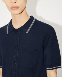 Kenzo Target wool boxy polo cardigan - Midnight Blue