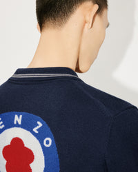 Kenzo Target wool boxy polo cardigan - Midnight Blue