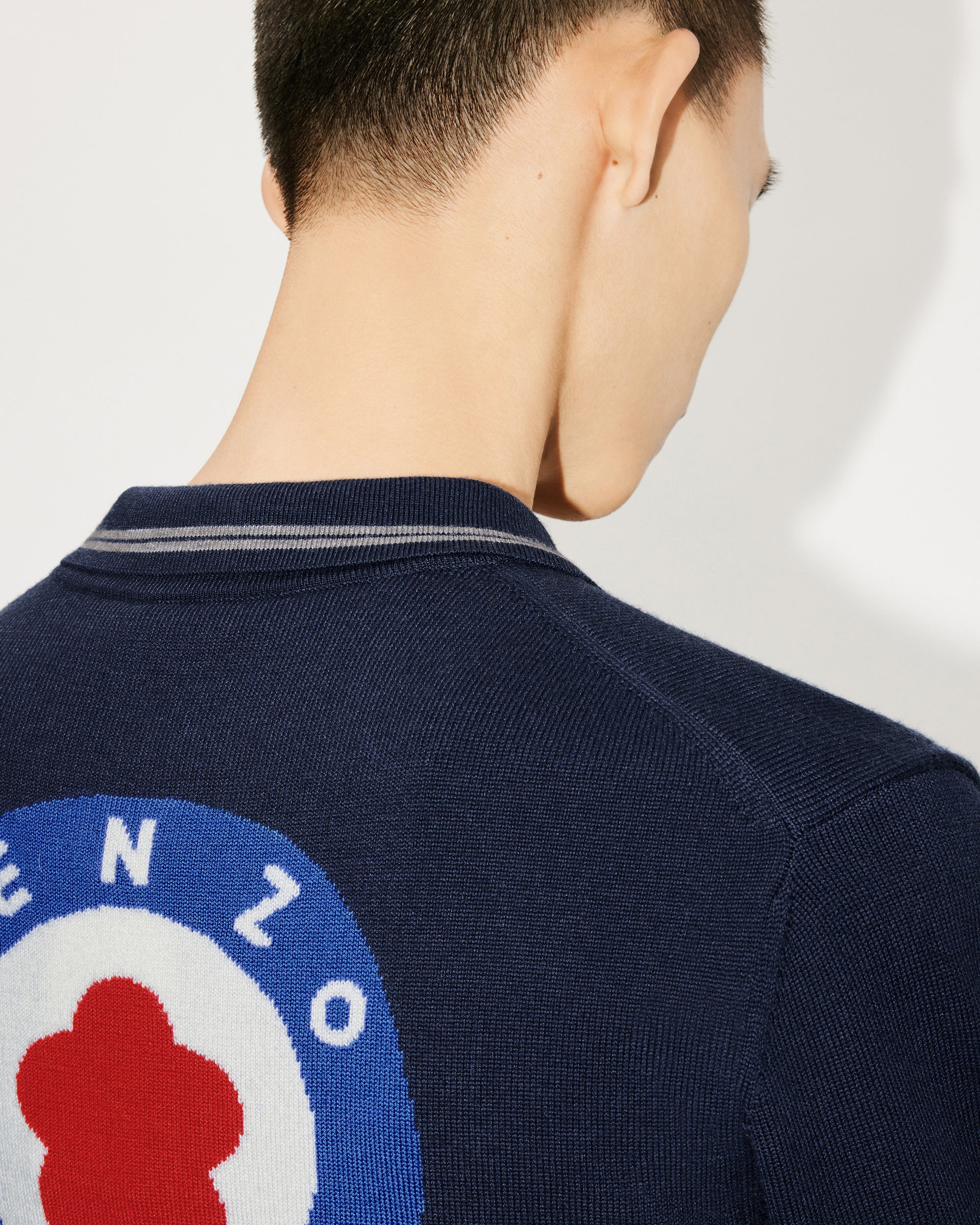 Kenzo Target wool boxy polo cardigan - Midnight Blue