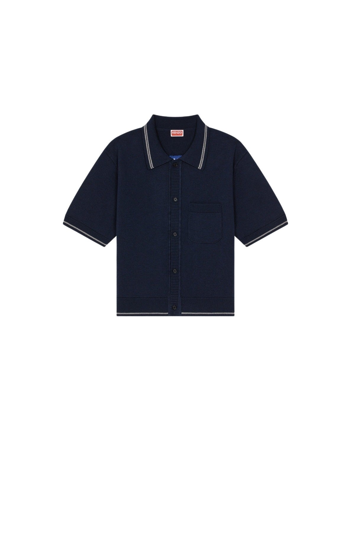 Kenzo Target wool boxy polo cardigan - Midnight Blue