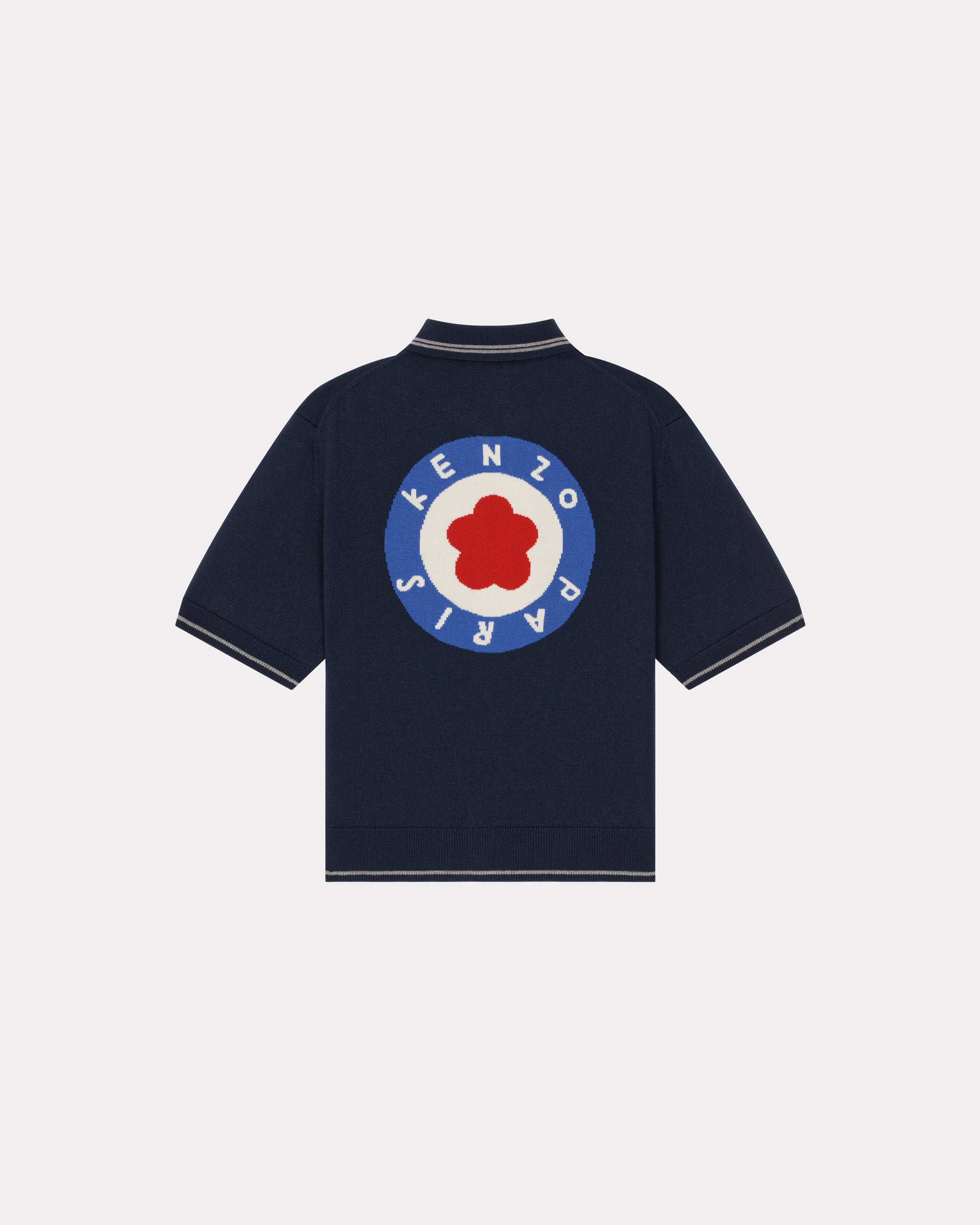 Kenzo Target wool boxy polo cardigan - Midnight Blue