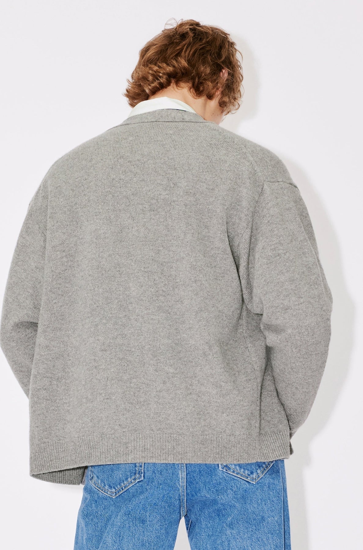 Boke Flower embroidered wool cardigan - Pearl Grey
