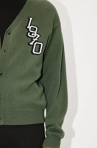 Cardigan tigré en laine - Dark Khaki