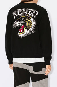 Cardigan brodé "Tiger Varsity" en laine - Black