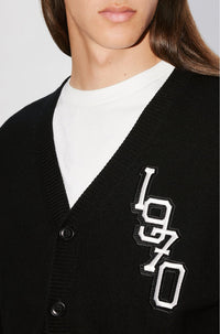 Cardigan brodé "Tiger Varsity" en laine - Black