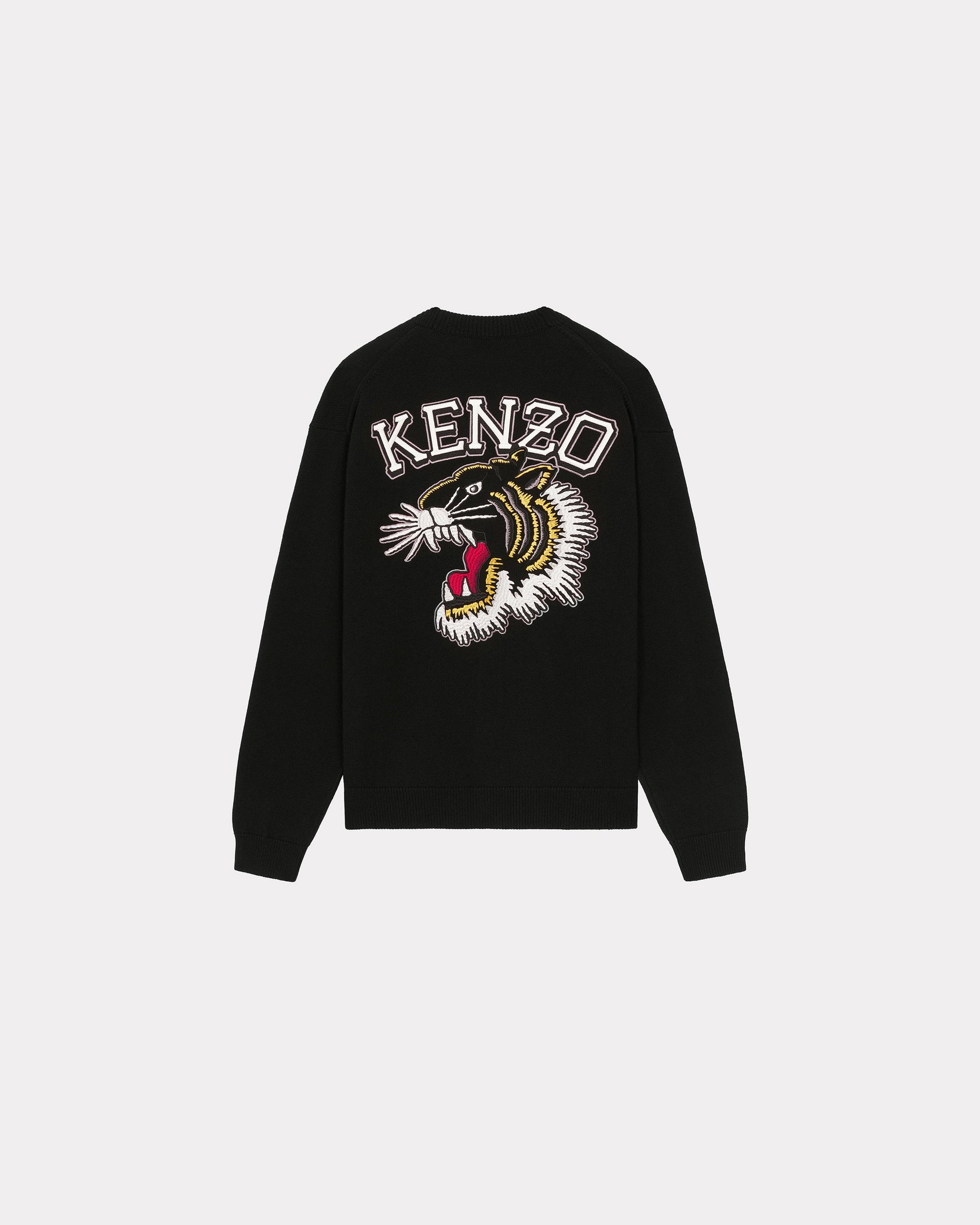 Cardigan brodé "Tiger Varsity" en laine - Black
