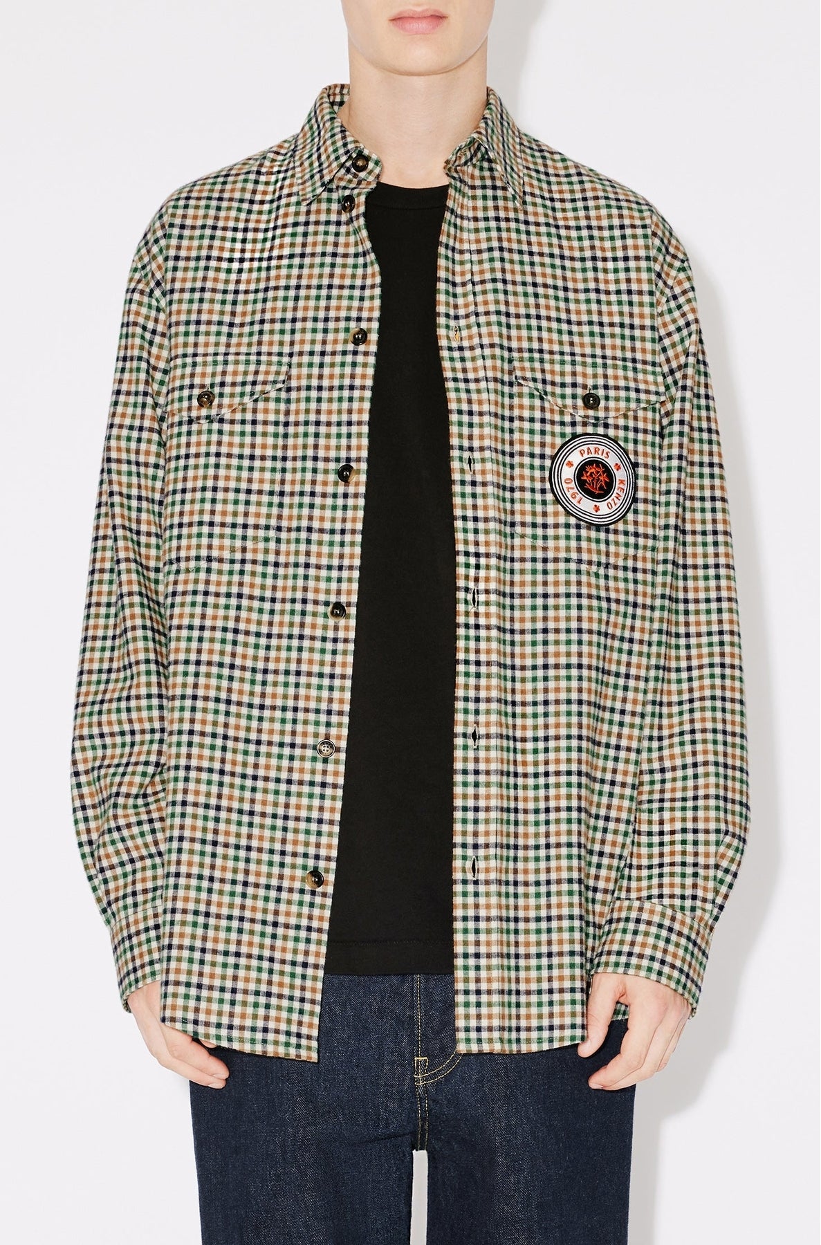 Chemise militaire de voyage à carreaux - Camel