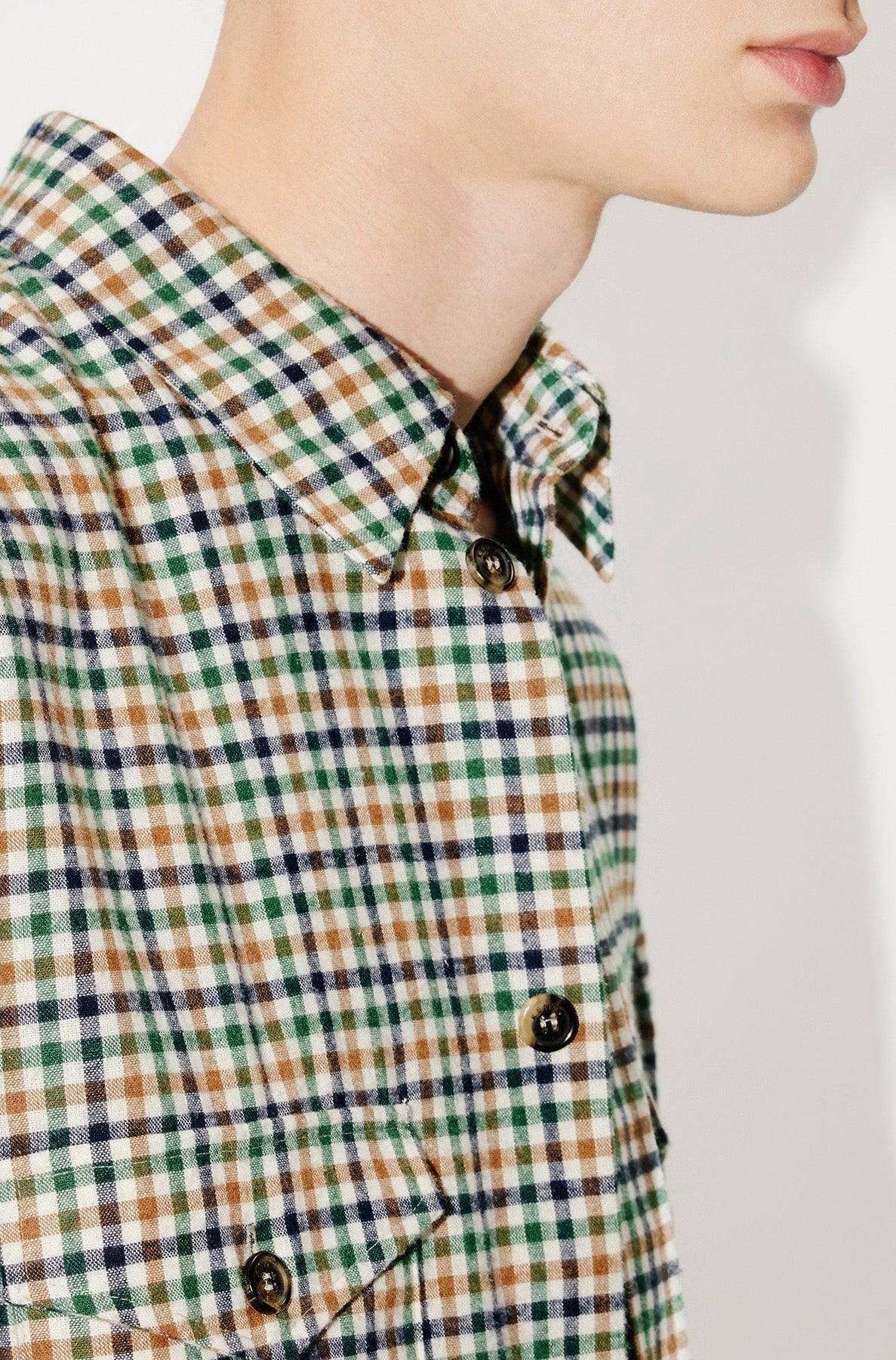 Chemise militaire de voyage à carreaux - Camel