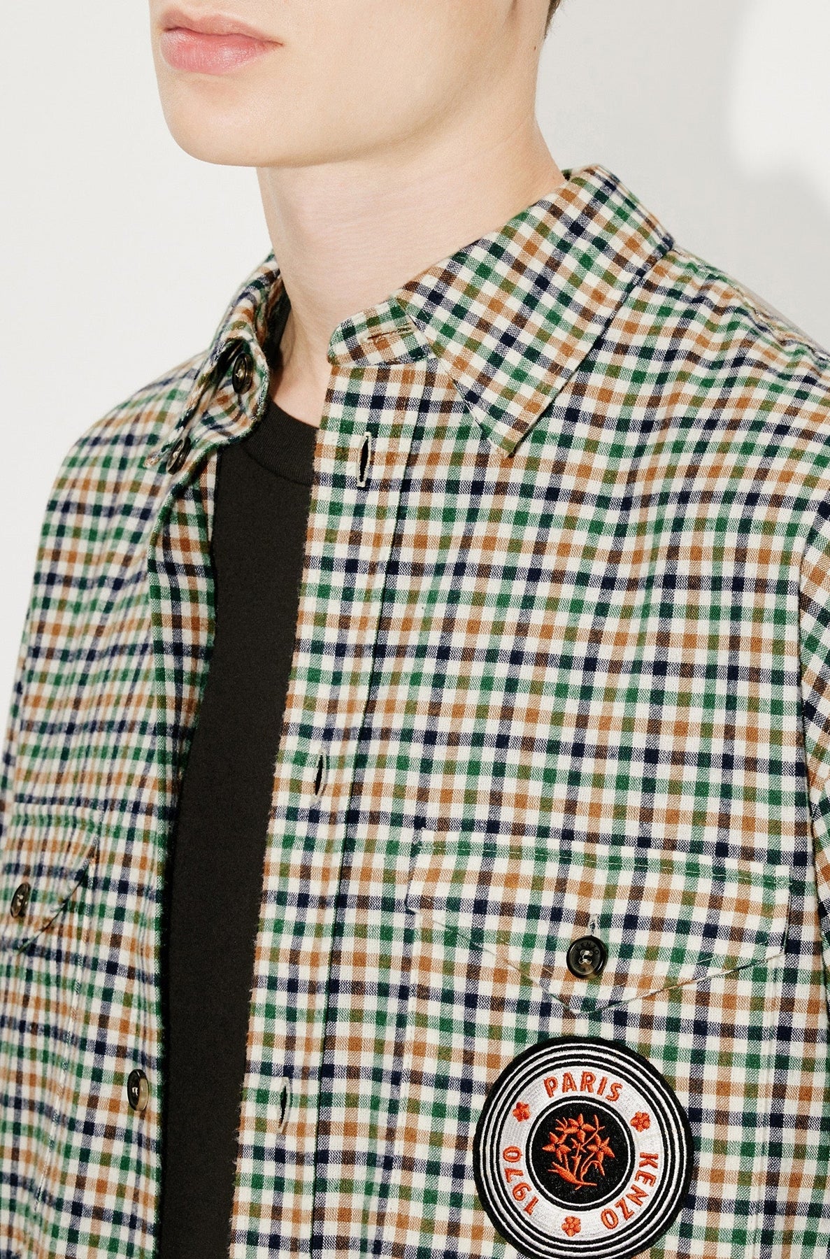Chemise militaire de voyage à carreaux - Camel