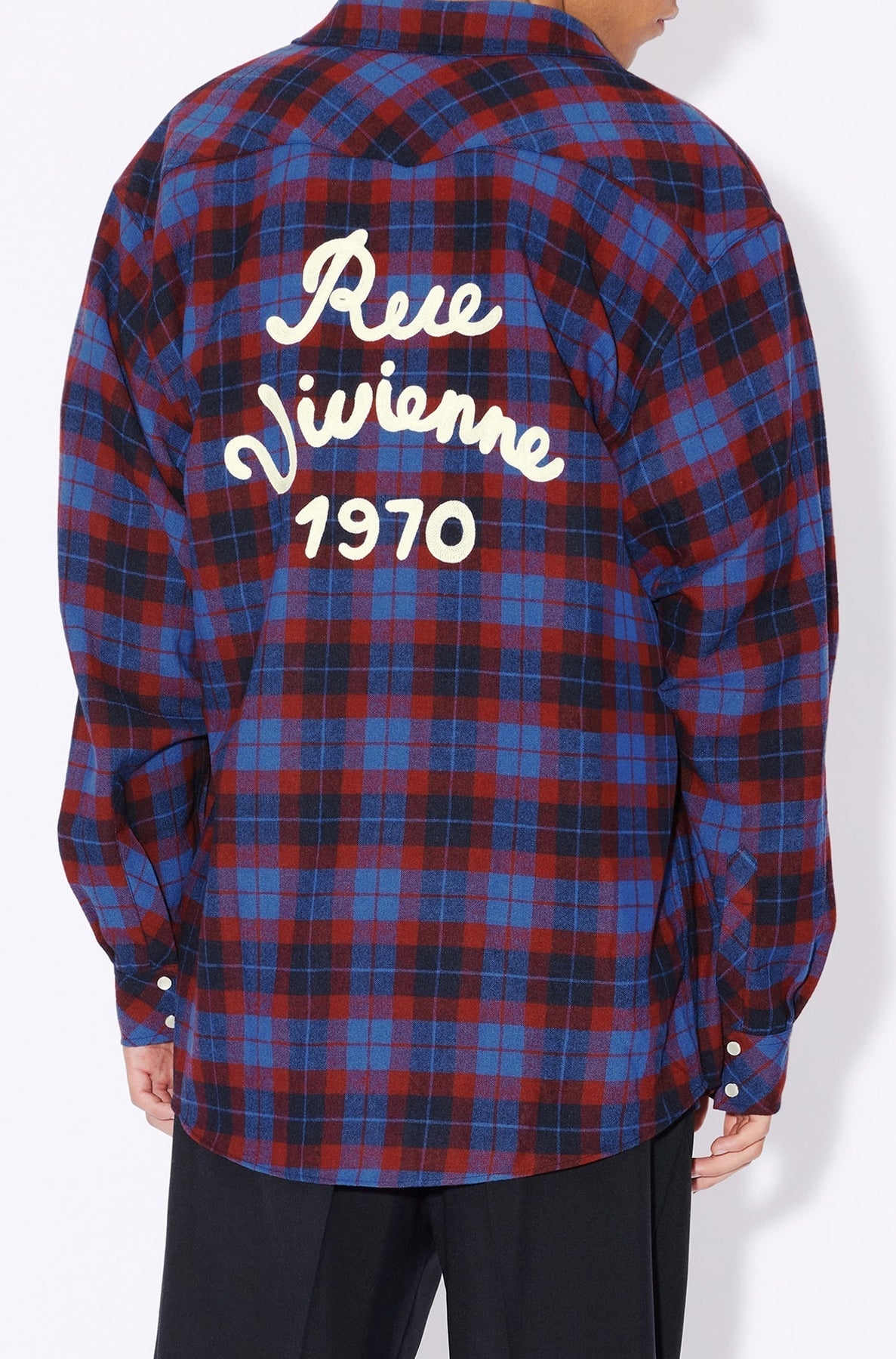 Chemise western brodée "Kenzo Rue Vivienne" en laine - Royal Blue