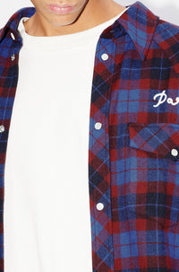 Chemise western brodée "Kenzo Rue Vivienne" en laine - Royal Blue