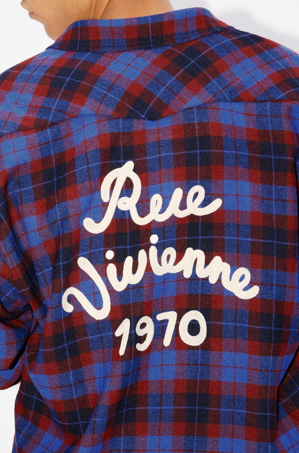 Chemise western brodée "Kenzo Rue Vivienne" en laine - Royal Blue