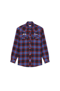Chemise western brodée "Kenzo Rue Vivienne" en laine - Royal Blue