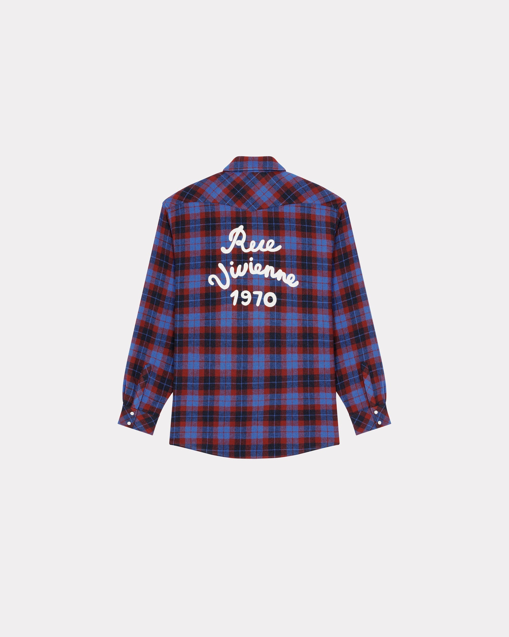 Chemise western brodée "Kenzo Rue Vivienne" en laine - Royal Blue