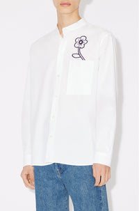Chemise col officier brodée "Kenzo Rue Vivienne" - White