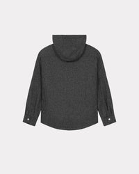 Surchemise à carreaux avec capuche en laine mélangé - Anthracite