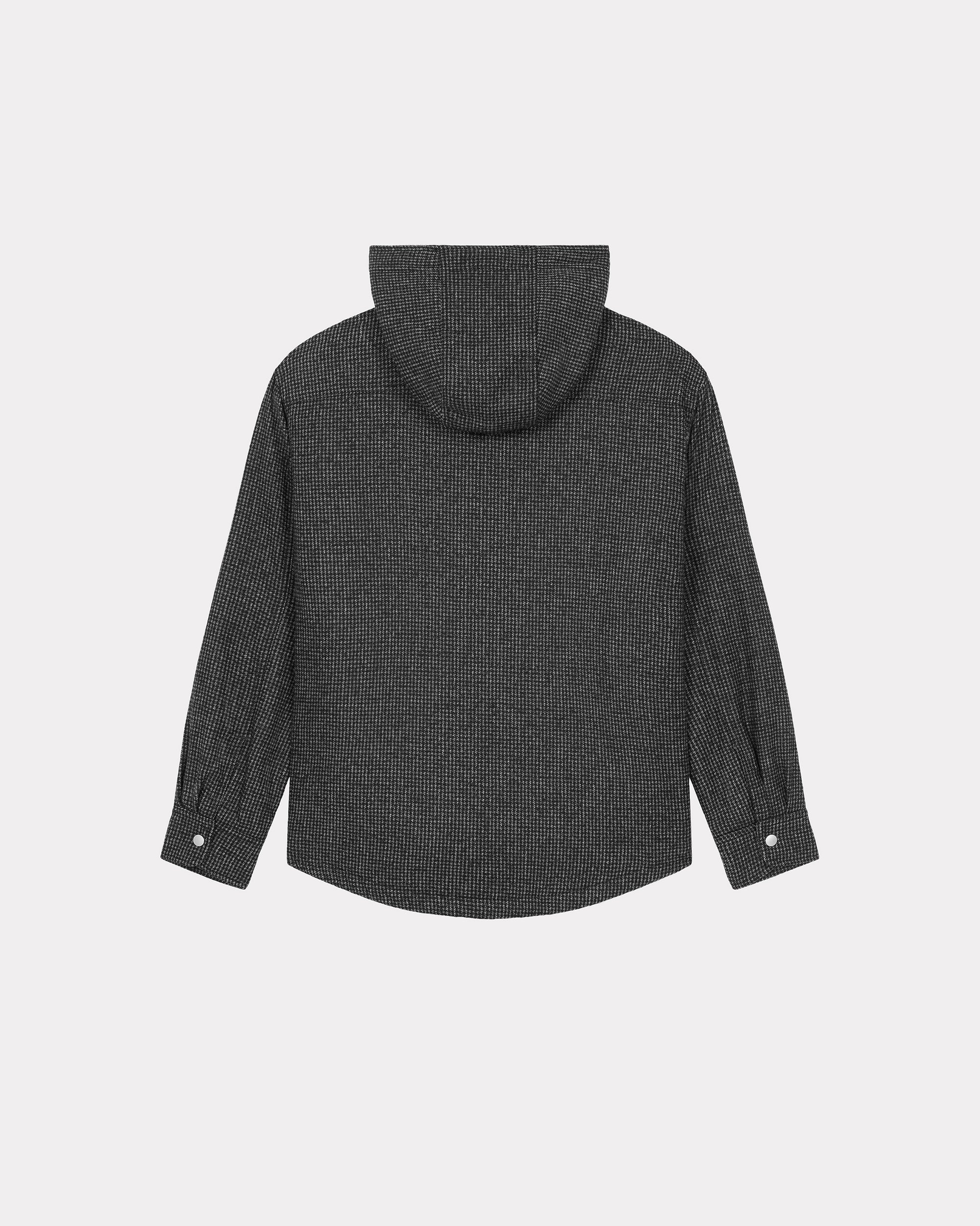 Surchemise à carreaux avec capuche en laine mélangé - Anthracite