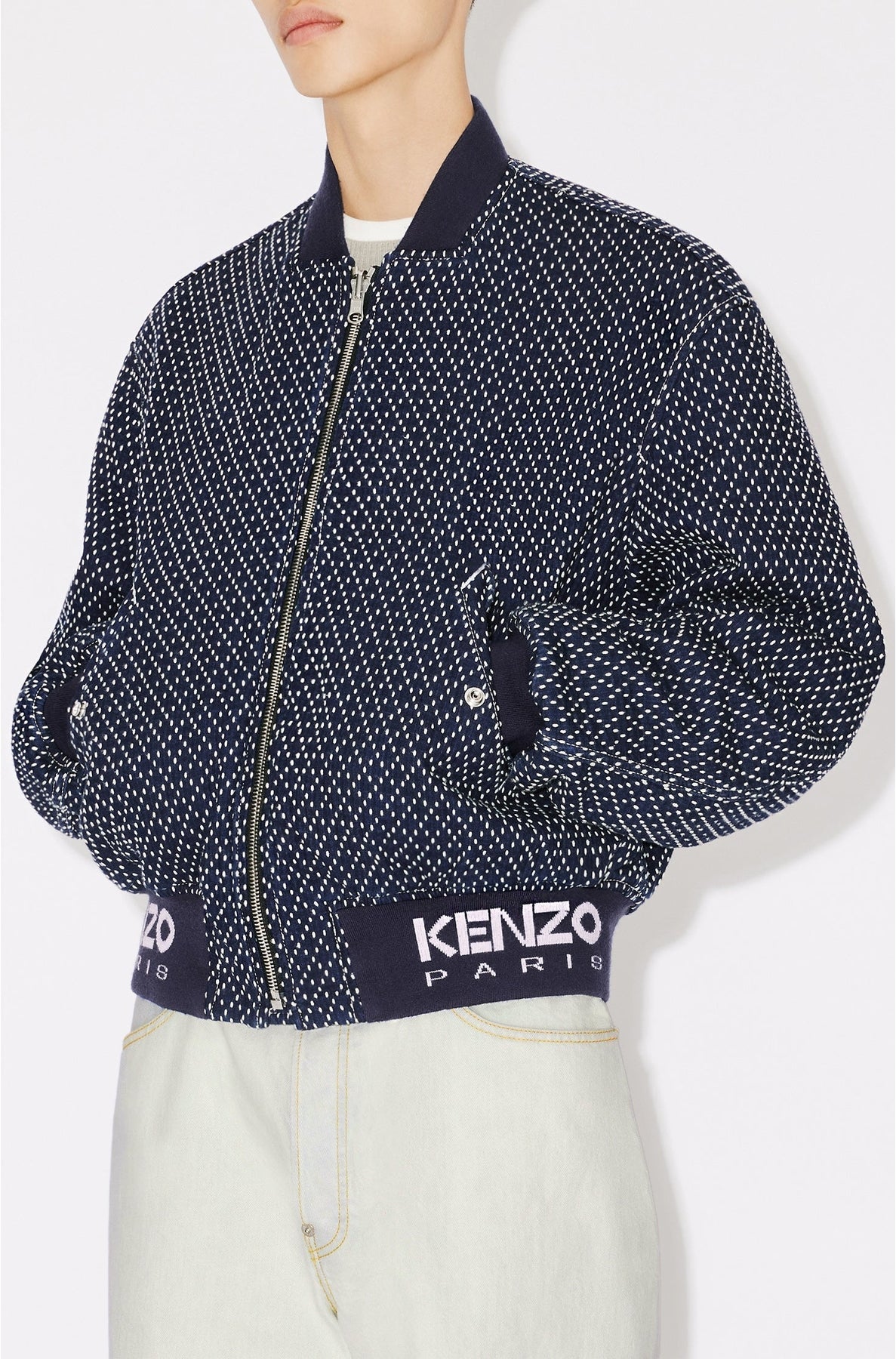 Bomber "Kenzo Sashiko Stitch" en denim - Rinse Blue