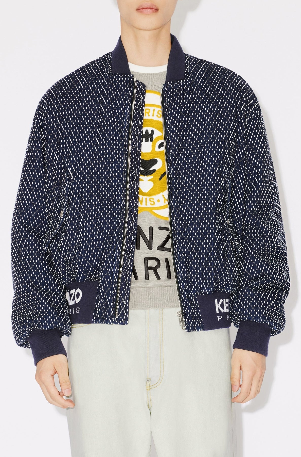 Bomber "Kenzo Sashiko Stitch" en denim - Rinse Blue