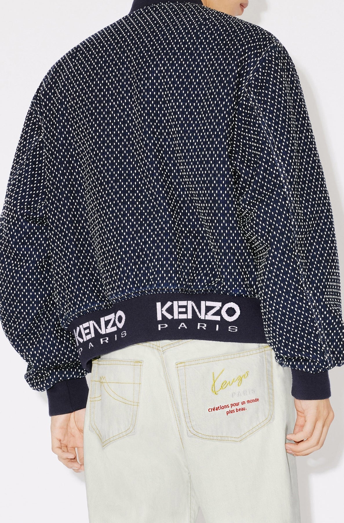 Bomber "Kenzo Sashiko Stitch" en denim - Rinse Blue