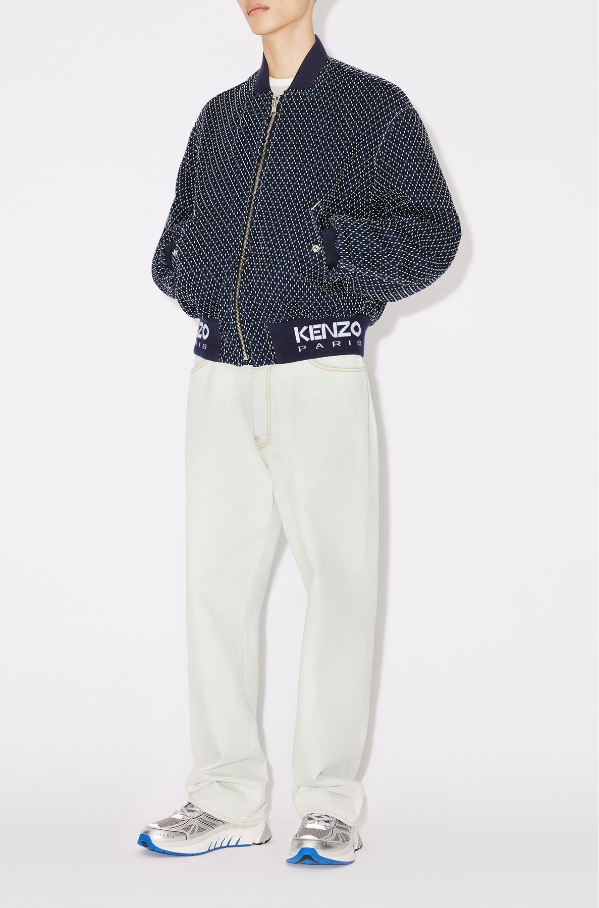 Bomber "Kenzo Sashiko Stitch" en denim - Rinse Blue