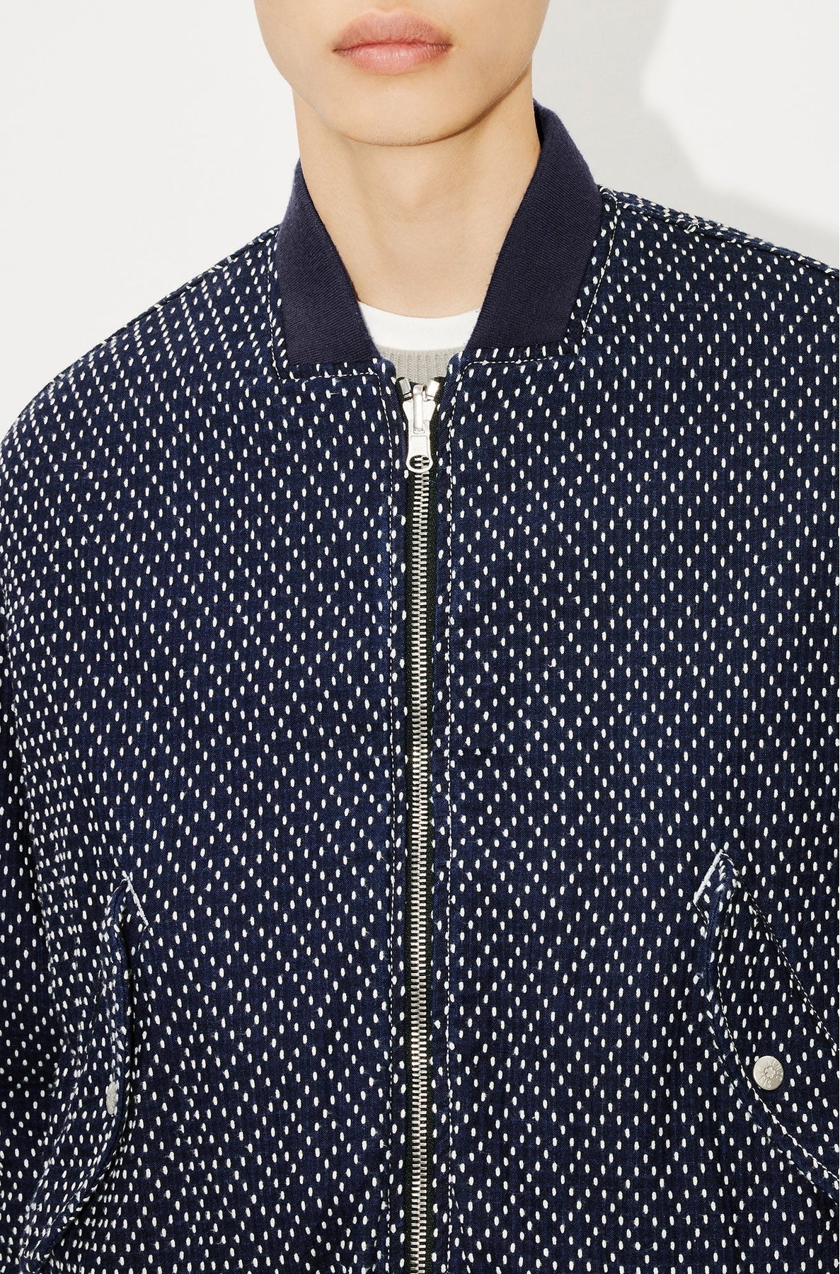Bomber "Kenzo Sashiko Stitch" en denim - Rinse Blue