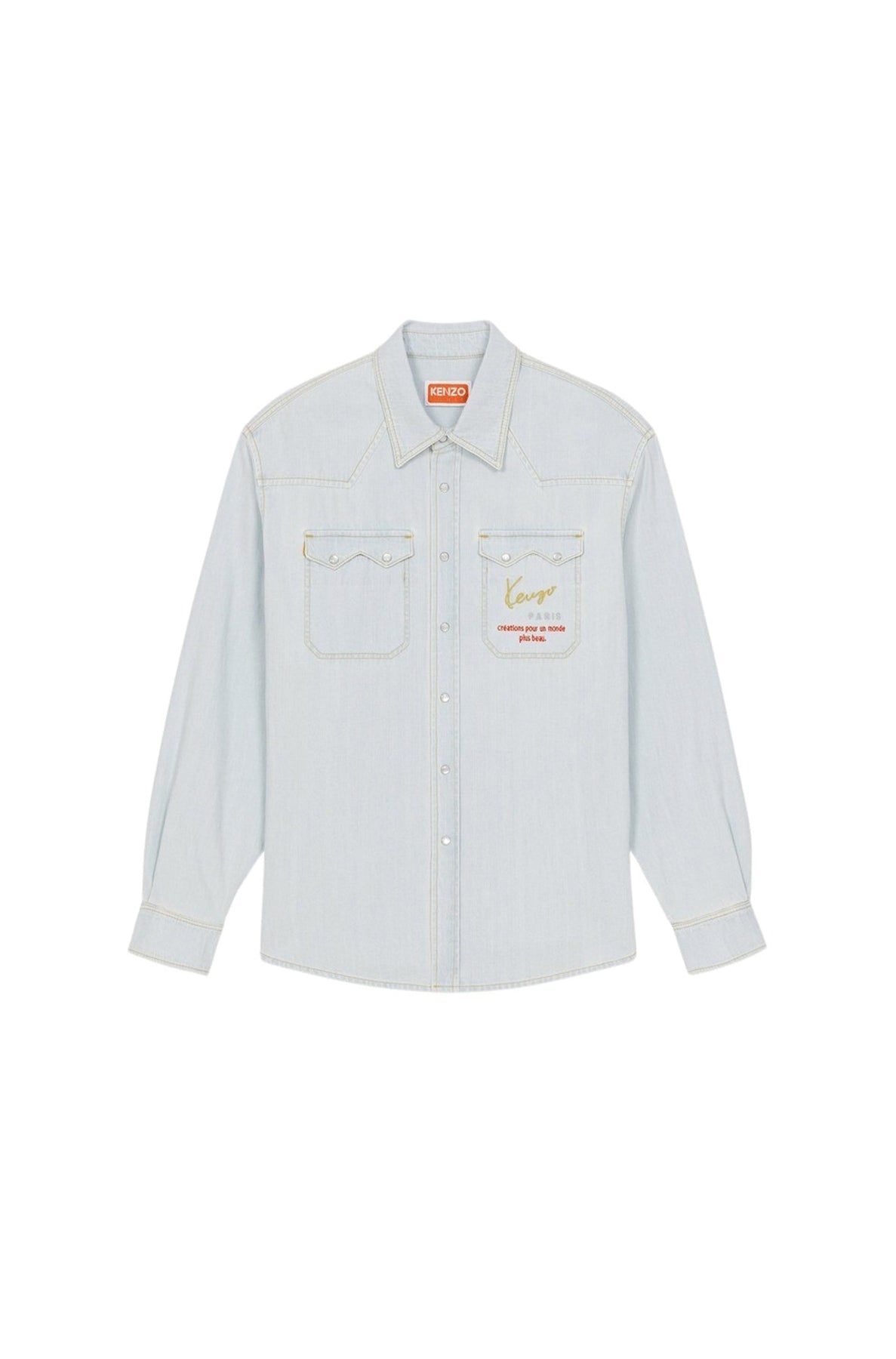 Chemise western en denim - Bleached Blue Denim